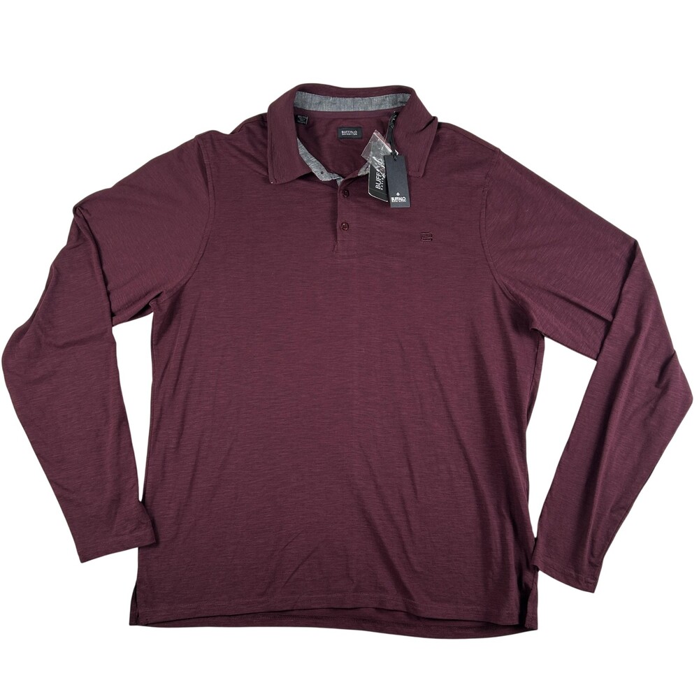 Buffalo David Bitton Polo Shirt Mens 3XL Lawson Long Sleeve Casual Knit Slim Fit